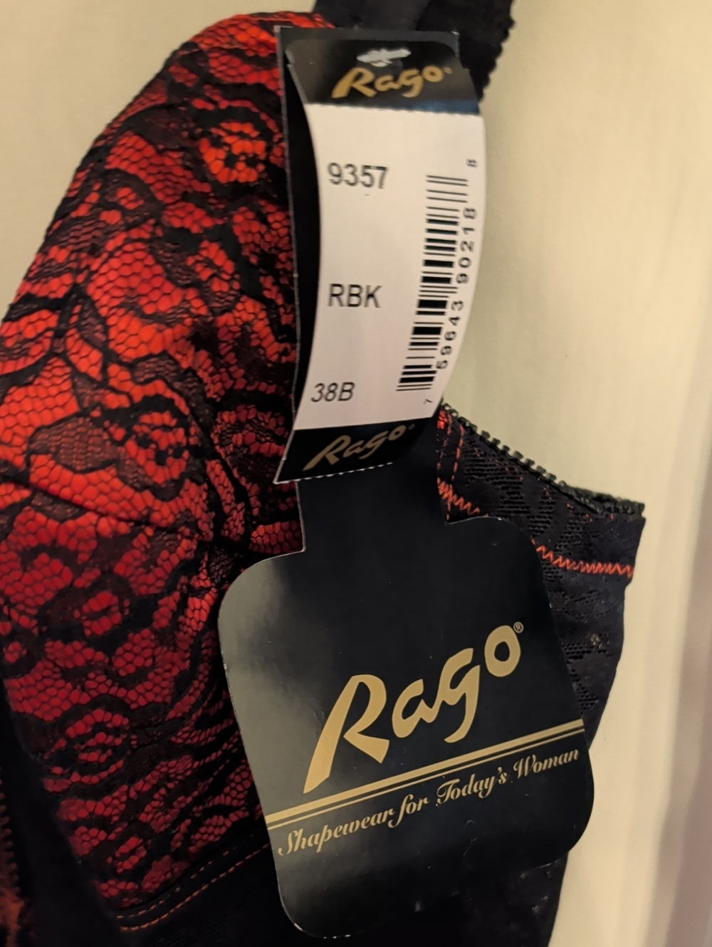 Rago Red & Black Lace Shapewear Bra